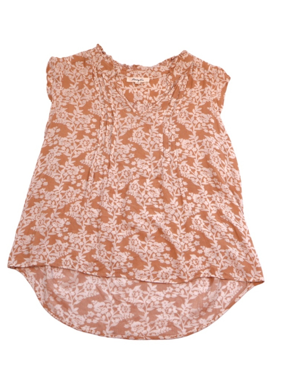 Monday Fun Floral Blouse Medium Terracotta Boho Flowy Top